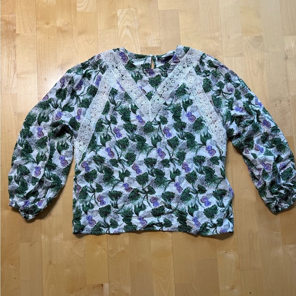 Maje Green and Purple Floral Blouse NWT - Picture 4 of 6